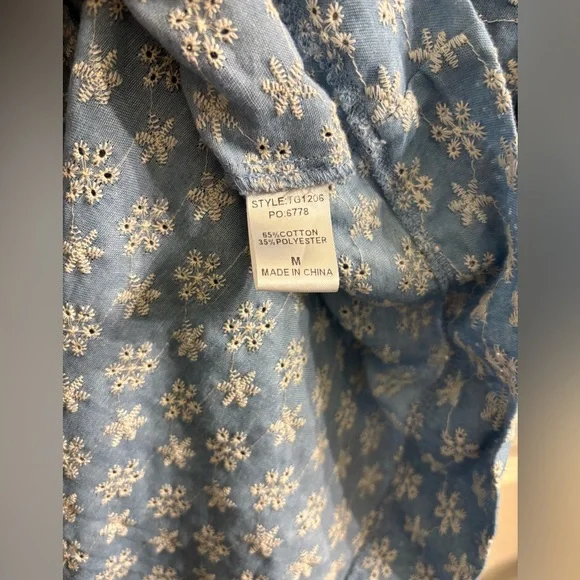 Light Blue Embroidered Floral Shirt Maxi Dress with Belt - Picture 4 of 4